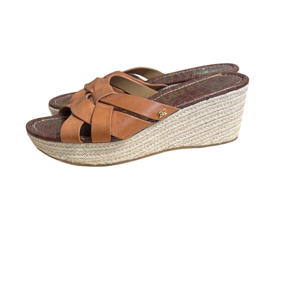 Sam Edelman Wedge Sandals Knotted Espadrille‎ Slide 10 Brown Excellent Platform
